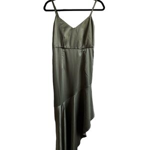 Bebe Green Asymmetrical Slip Dress for Cocktail
